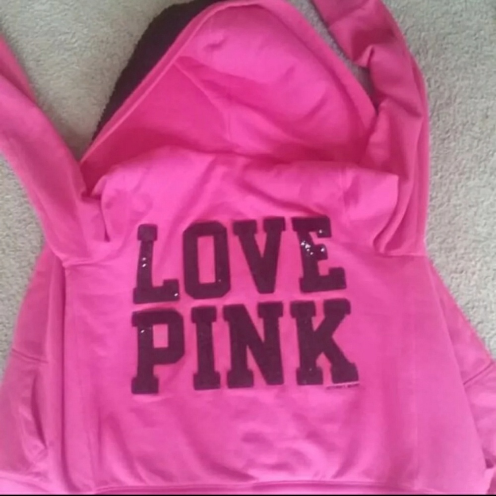 Victoria Secret Pink Sequin fur hoodie